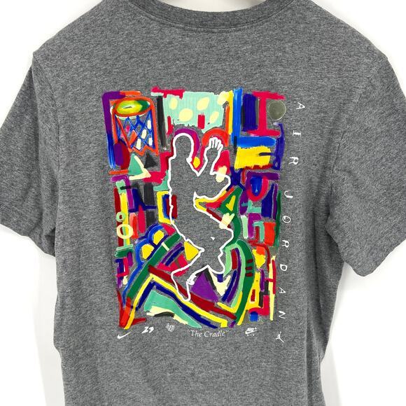 Nike Air Jordan Jump Man The Cradle Gray T Shirt Mens Sz M Double Sided Graphic - Picture 3 of 8